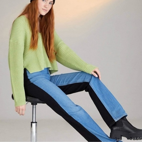 Pacsun Women's 26 Eco Black & Blue Two Tone High Waist Boyfriend Jeans - Picture 3 of 12